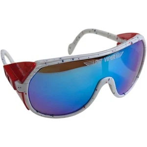 Plastic Aviator Red White Pit Viper Sunglasses Shield Blue Purple Lens - Picture 1 of 10