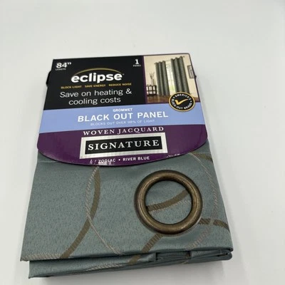 ECLIPSE Signature Grommet Blackout Panel Curtain 42” W X 84”L Zodiac River Blue - Image 1 of 4