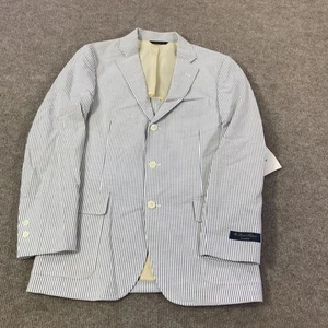 Abrigo Deportivo Brooks Brothers Para Hombre 38R Azul Marfil Seersucker Calce Clásico Blazer - Imagen 1 de 17