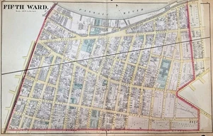 1880’s Johnson’s Map of the 5th Ward New Jersey New York Antique Hand Colored - Picture 1 of 7
