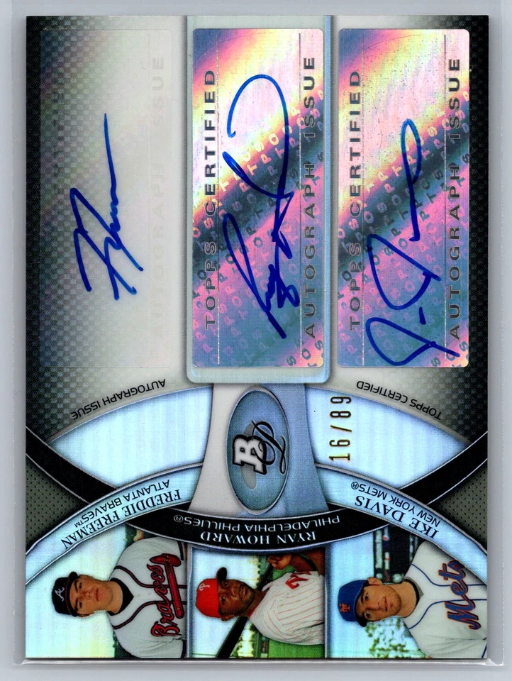 Bowman Platinum 2011 #TA-FHD Freeman/Howard/Davis triple automático #/89 Foto 1 de 2