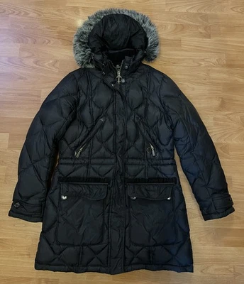 BARBOUR Womens Hooded Padded Quilted Coat UK 12 Black - Image 1 of 4