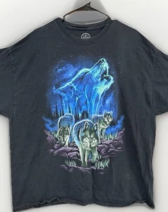 DOM Wolfpack Celestial Spirit Ghost Wolf Black Graphic T-shirt Retro 2XL XXL - Picture 1 of 10