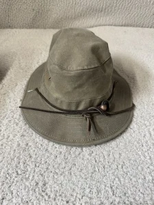 Filson Hat Men's Medium Tin Cloth Green Waxed Canvas Leather Band USA - Picture 1 of 5
