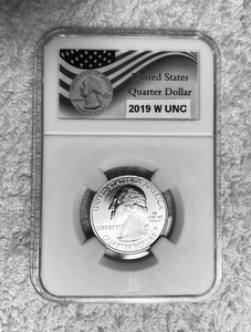 2019 W San Antonio Texas UNC 25c West Point Mint, Coin Slab Mount, Rare - Picture 1 of 2