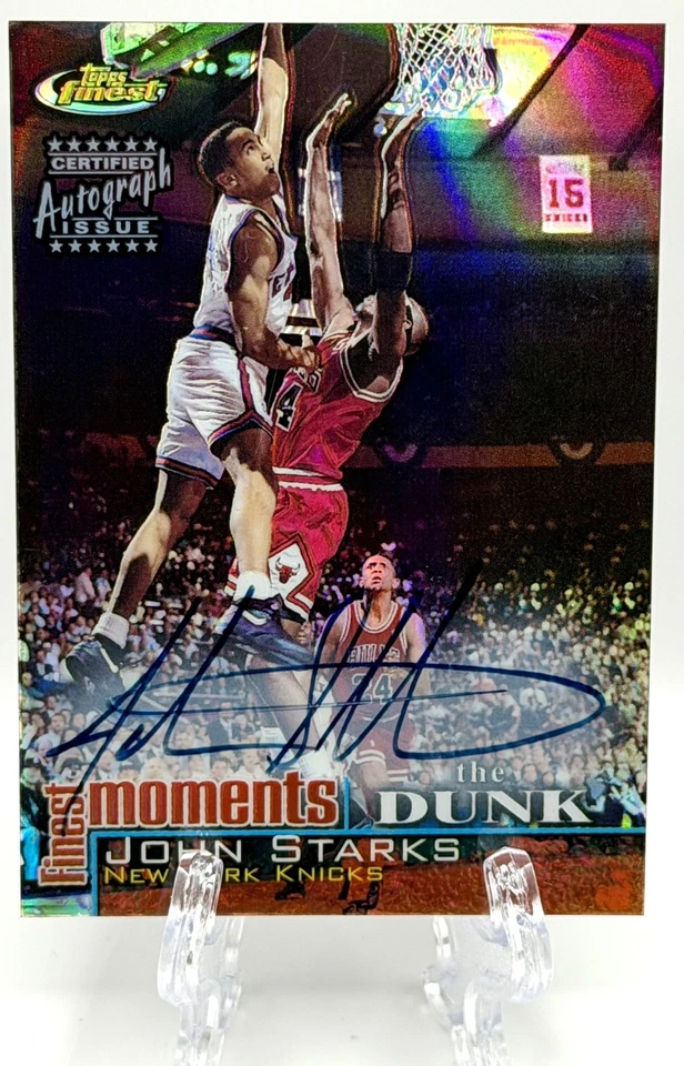 2000-01 Topps Finest John Starks "The Dunk" переливающаяся карточка с автографом #FM-JS - Изображение 1 из 2
