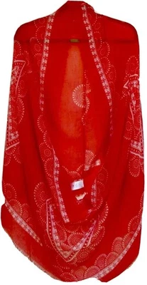 Bufanda Infinity Roja con Blanco Boho Mandala Estampado Grande 32 x 72 Borde Deshilachado Regalo Foto 1 de 4