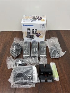 Panasonic Bluetooth Système Téléphone Sans Fil Répondeur Bloc d'Appels 3 Combiné - Photo 1/24