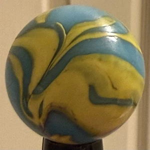 Vintage PELTIER CUB SCOUT Marble Mint Blue & Yellow Swirl Shooter - Bild 1 von 16