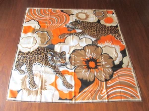Vintage BURMEL Floral LEOPARD Seide Quadrat Schal - Bild 1 von 4