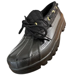 Botas de pato negras acolchadas de agua salada Sperry para mujer con detalles amarillos talla 6,5 - Imagen 1 de 11
