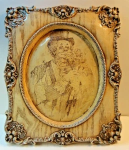 Vintage Chalkware J R Blair Clown Lumpen und Rosen Zirkus Wandhänger 11" x 13" - Bild 1 von 12