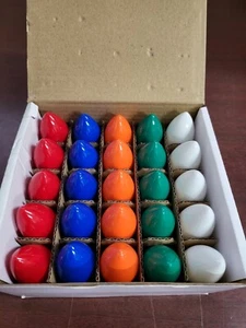 25 Replacement C7 Christmas Light Bulbs Red Orange Green Blue White   Indoor / O - Picture 1 of 4