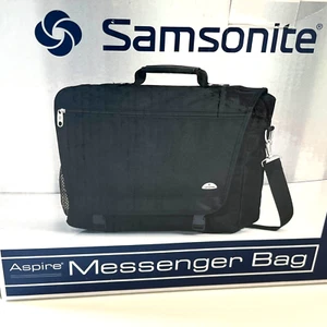Samsonite Aspire 17'' Messenger Bag Computer Laptop Bag Crossbody Black NEW - Picture 1 of 14