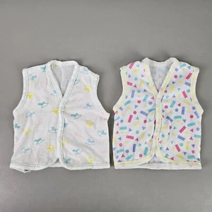 Lot Of 2 Vintage Spencers Baby Infant Snap Vest Shirt Size 3 Month - Picture 1 of 8
