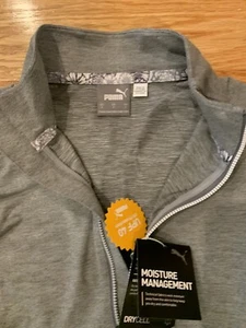 Neu mit Etikett Puma Rotation Golf Damenpullover mit 1/4-Reißverschluss: grau mit Logo - Bild 1 von 4