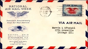 Scott C23 - 6 Cents Eagle Airmail Grimsland FDC Typed Address FDC Planty C23-35 - Picture 1 of 2