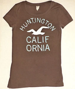 MAGLIETTA HOLLISTER MANICA CORTA MARRONE " HUNTINGTON CALIFORNIA " M K#7692 - Foto 1 di 3