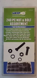 240pc GRIP TOOLS METRIC NUTS BOLTS SCREWS LOCK WASHERS ASSORTMENT 43164 - Picture 1 of 1