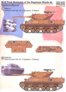 Print Scale Decals 1/35 M10 TANK DESTROYERS Regiment Blinde de Fusliers-Marin - Picture 1 of 4