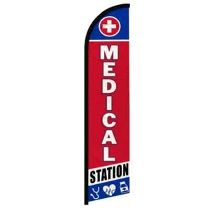 Bandera de primeros auxilios publicidad pluma manga completa sin viento estación médica - Imagen 1 de 7