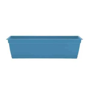 Window Box Planter 24" Plastic Blue Home Garden With Drainage Holes UV-Protected - Picture 1 of 6