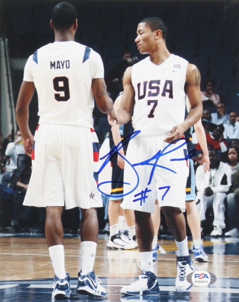 Derrick Rose Signed Team USA Chicago Bulls MVP 8x10 Photo PSA A3 - Image 1 of 1