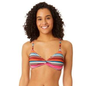 No Boundaries Juniors Metallic Stripe Bikini Top Lurex Stripe Size L (11-13) - Picture 1 of 4