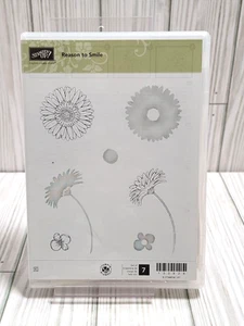 Stampin Up! Timbro in gomma motivo di sorriso 130828 Floreale aperto inutilizzato - Foto 1 di 4