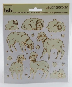 Vintage BSB Glow in the Dark arco pegatina: ovejas con estrellas / pegatinas luminosas - Imagen 1 de 6