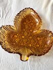 Autum Leaf Amber Glass Candy Dish