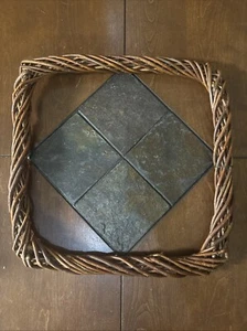 Vintage Natural Vine Twig Square Wreath Handmade Large 18" X 18" - Picture 1 of 7