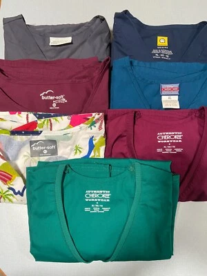 LIKE NEW Lot of 7 Scrub Tops Size XL Excellent Condition Cherokee Butter Soft  - Image 1 of 4