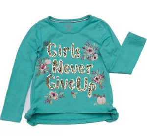 Isaac Mizrahi New York Girls Green Long Sleeve Shirt with Embellishments Size 4 - Picture 1 of 8