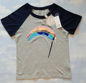BNWT *Gorgeous* GAP KIDS/ 4-5yrs/104-110cm/XS/ Grey T-shirt/sequins/ cost £14.99 - Picture 1 of 10