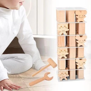 Tower Wood Block Preschool Learning Tumbling Block Game for Kids Children - Picture 1 of 7
