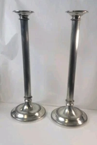 Pair 15" Arte Italica Classic Italian Taper Pewter Candlesticks - Picture 1 of 13