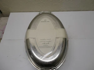 Essential Home 15" Stainless Steel Covered Oval Roaster with Rack NOS - Picture 1 of 6
