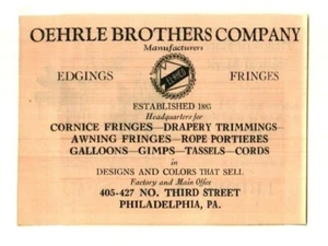 1928 Oehrle Brothers Company Hersteller Kanten & Fransen Werbung Phila - Bild 1 von 1
