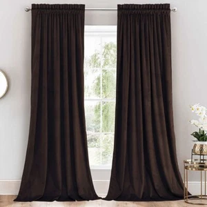 Set of 2 Velvet Heavyweight Rod Pocket Curtains - Picture 1 of 27