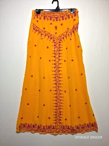 Gonna lunga gialla donna indiana pakistana vintage viola davanti paillettes ricamata - Foto 1 di 14