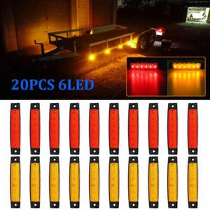 10PCS Amber & 10PCS Red 6-LED Side Marker Indicator Lights Car Truck Trailer UK - Picture 1 of 11