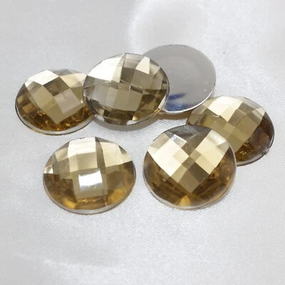 50pcs Champagne Acrylic Flatback Crystal Rhinestone Round Gem Beads 18mm No Hole - Image 1 of 4