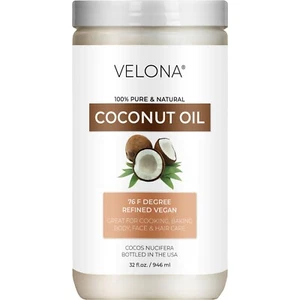 Coconut Oil 76 Degree by Velona - 32 Fl Oz in jar Refined Cold pressed Skin Body - Picture 1 of 5