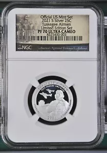 2021 S Silver Quarter 25C Tuskegee Airmen Limited Edtion NGC PF70 Ultra Cameo - Bild 1 von 2
