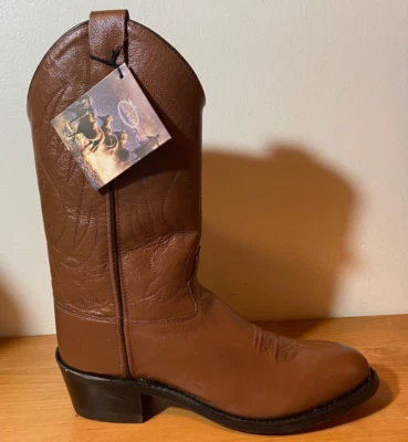 Old West Youth Western Cowboy Boots Brown Leather CCY1117G Size 6.0/8 Women's - Image 1 of 4