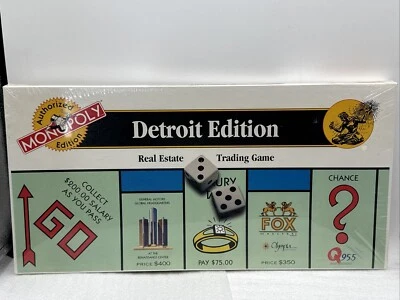 Monopoly Detroit Edition Board Game By Hasbro Sealed 1997 Vintage SEALED - Image 1 of 4