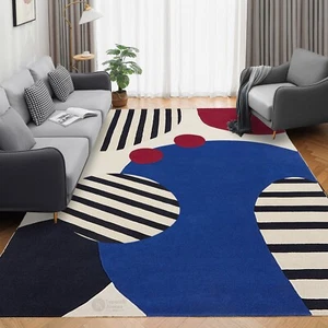 Geometric carpet 5x7, 5x8, 6x8 Tufted area rugs, Blue and White, Living room rug - Picture 1 of 11
