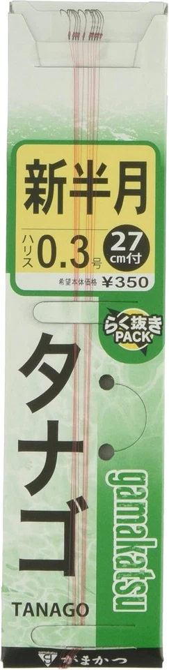 Gamakatsu TANAGO Hook SHIN HANGETSU with #0.3 Leader 27cm 10pcs