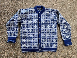 Dale of Norway Vintage Wolle Blau Weiß Strickjacke Schneeflocke Damen Größe XL Herren L - Bild 1 von 5